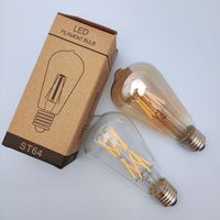 Edison ST64 Ampoule LED Rétro Vintage E27 Globe Lampe avec Lumière Marron Chaude 4W 6W Corps en Verre Tungstène Alimentation AC