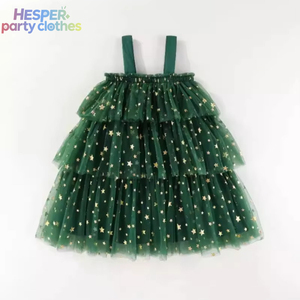 Vestido de tul HESPER, el más popular para niñas, con bordado de árbol de Navidad, lentejuelas de estrella y diseño de pastel para fiesta. - Product Image 2
