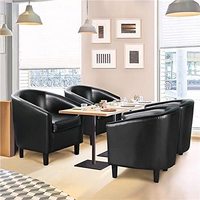 Fauteuils latéraux en cuir PU noir, fauteuil club, fauteuil en forme de baril, fauteuils d'appoint pour chambre à coucher, salon, salle de lecture