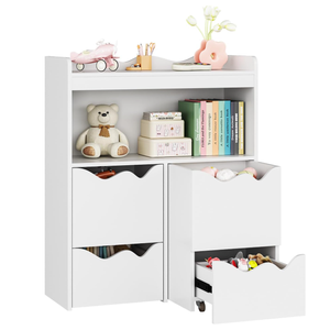 Estantería con Gabinete de Almacenamiento para Juguetes para Sala de Juegos, Librería con 1 Estante de Exhibición, Cubo Abierto, <span class=keywords><strong>2</strong></span> Gabinetes Móviles, <span class=keywords><strong>2</strong></span> Cajones - Product Image 6