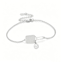 Bracelet unisexe en acier inoxydable pour raquette de pickleball avec balle, bracelet de sport pour joueurs de pickleball, cadeau unique pour les fans