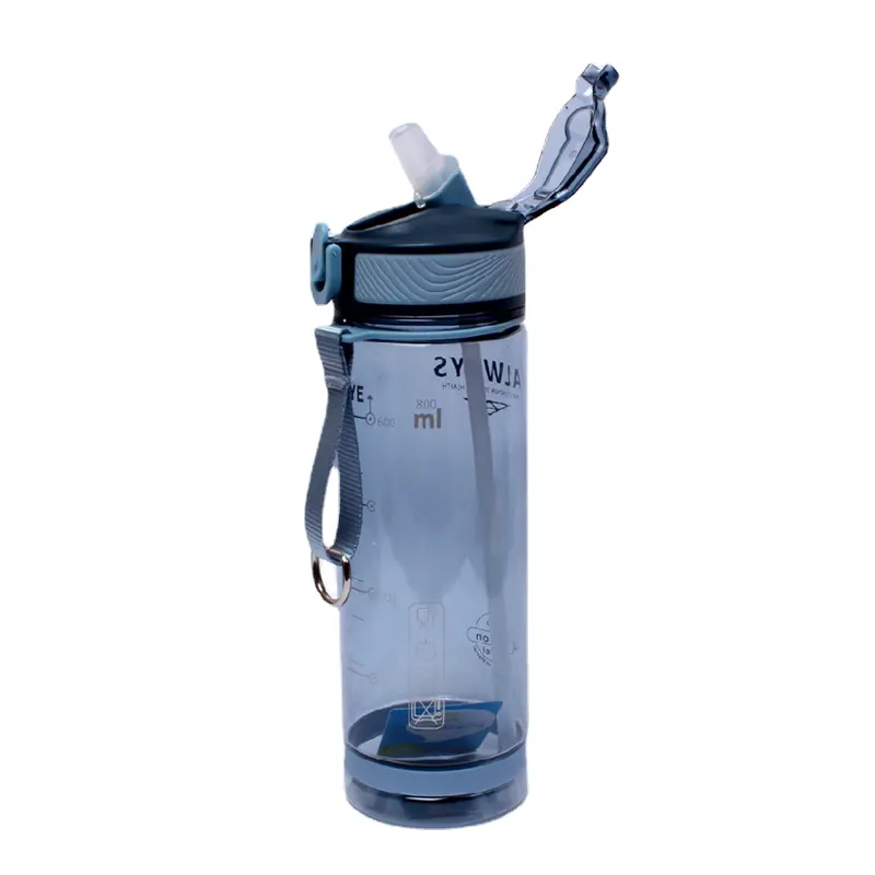 800mlスポーツウォーターボトルフリーメンズドリンクウェア透明プラスチックPCストロー付きキャンプハイキング屋外大人持続可能