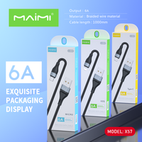 Prise de charge rapide Maimi X57 avec câble de charge pour smartphone USB Type-C en nylon tressé, câble de charge de données Micro USB