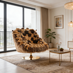 Poltrona Girevole Moderna Unica a Forma di Leone in Tessuto Soffice per Arredamento Soggiorno - Product Image 4