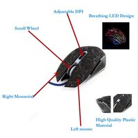 Mouse Gaming Komputer USB 7 Tombol, 7-RGB Lampu Berwarna-warni Bernapas, Panjang 1.5m, Tangan Kanan