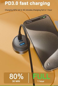 130W multi-port usb chargeur de voiture Super Fast Charging double chargeur USB PD USB C chargeur de voiture QC 3.0 adaptateur de voiture à charge rapide - Product Image 4