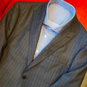 Dark Grey Wide Stripe <strong>Wool</strong> Polyester Blend Italian Business Suit Custom <strong>Double</strong> Breasted Bespoke B2B Bulk Personal Made Measure - Product Image 3