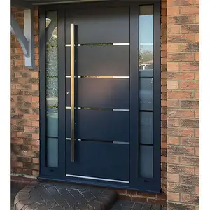 High Quality Exterior Entrance Front Main Gate Modern Residential Wood Door with sidelite