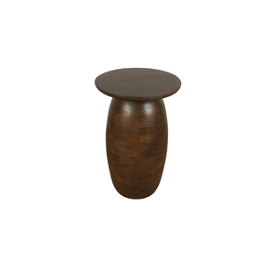 Table d'appoint ronde en bois de manguier massif fabriqué à la main finition marron riche construction durable décorative pour salon chambre - Product Image 1