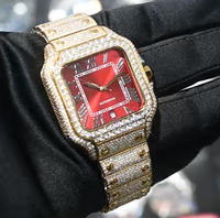 Montre en Moissanite VVS D Color avec Logo, Cadran Carré Chiffres Romains, Colorée, pour Hommes et Femmes, Style Carters, Montre en Moissanite 9015
