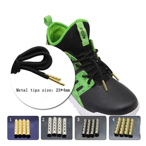 Lacets ronds en polyester avec embouts métalliques dorés, lacets de remplacement durables pour baskets - Product Image 3