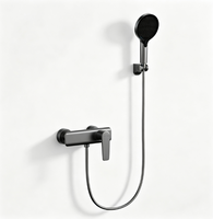 Robinet de douche apparent monocommande en nickel brossé HONGDEC avec douchette à pression multi-jets et ensemble de robinetterie en laiton massif
