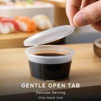 Gobelet à sauce soja pour sushi 1oz 2oz en PP de qualité alimentaire sans BPA, gobelet à condiment givré avec couvercle articulé pour wasabi et gingembre en vrac