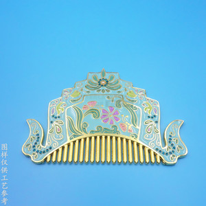 Peigne à cheveux en émail personnalisé avec fleurs et strass couleur or pour usage domestique ou cadeau d'affaires - Product Image 1