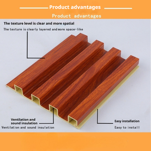 Panneau mural étanche WPC système d'<span class=keywords><strong>intérieur</strong></span> cloison texturée en fibre de <span class=keywords><strong>bambou</strong></span> solide PVC design chinois pour appartement bureau école - Product Image 5
