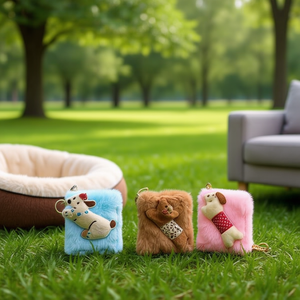 Cartera de bolsillo cuadrada para perros de 12x10cm con llavero de piel sintética para mascotas - Product Image 3