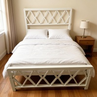 Cadre de lit métallique robuste Queen/King avec têtes et pieds de lit extensibles, style minimaliste moderne, démontable, pour appartement, hôpital, hôtel