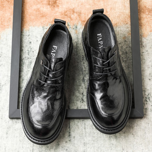 <b>Men's</b> Leather <b>Shoes</b> With Hidden Height Increase <b>High</b> <b>Heel</b> 6-8Cm Casual Style Genuine Sheepskin Soft Breathable Design - Product Image 1