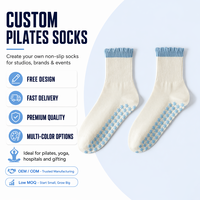 Calcetines de Yoga OEM para Mujer, Diseño Juvenil Personalizado, con Volantes en el Tobillo, Logotipo Personalizado, Base de Algodón, Antideslizantes, Transpirables, para Pilates y Ballet