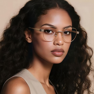 Kính mắt tròn thời trang dành cho nam nữ, gọng hợp kim, mắt kính quang học, chống ánh sáng xanh, màu hồng mờ - Product Image 1