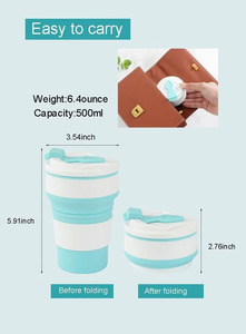 Bouteille pliable en silicone réutilisable sans BPA, gobelet pliable en silicone, tasse à café avec couvercle - Product Image 6