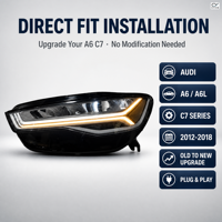 Ensemble de phares LED Matrix Audi A6 2012-2018 55W 12V Phare avant avec DRL Amélioration de puissance élevée
