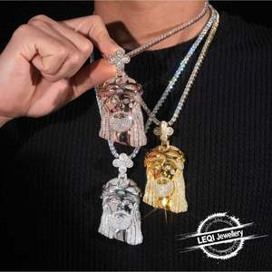 Colgante de Jesús con Diamantes VVS de Laboratorio Personalizado - Joyería Hip Hop de Oro de 9K-18K con Certificación de Probador de Diamantes - Product Image 1