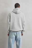 Sweat-shirt à capuche Imperio Elegant Aroma Heather Gray avec fleurs brodées en 3D, imprimé brillant, coupe oversize, anti-plis, en tissu peluche