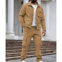Ensemble de survêtement décontracté deux pièces pour homme avec logo personnalisé, multi-poches, manches longues, veste et pantalon amples pour le printemps 2026