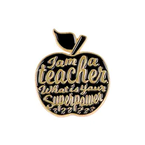 4 Colors Apples Enamel Pins Custom Teacher Super Power Brooches Fashion Bag Button Badge Enlightenment Jewelry GiftためTeachers