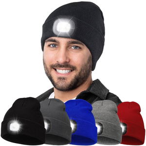 LED Cap Light Beanie With Light Unisex Rechargeable Hands Free LED Headlamp <strong>Hat</strong> Knitted Night Light Beanie Cap Flashlight - Product Image 1