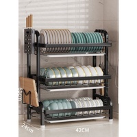 Égouttoir à vaisselle double niveau en métal, multifonctionnel, moderne, autoportant, de haute qualité, durable et étanche, pour rangement de couverts et baguettes