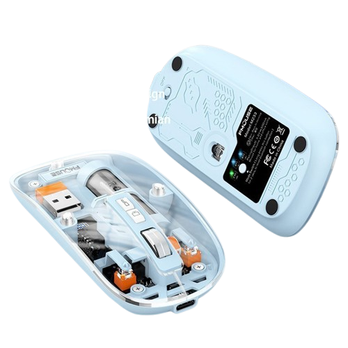Creative Fully Transparent Mouse Colorful Mouse Silent Mini Slim Thin BT Rechargeable Dual Mode Transparent Wireless Mouse
