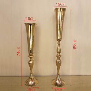 Shuuzuan — trompette, décoration pour événement, centre de Table de mariage, Vase en métal doré et argenté - Product Image 5