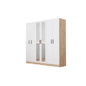 Armoire autoportante KALE moderne à 6 portes avec 4 tiroirs et 13 étagères, blanche, pour chambre à coucher et atelier, avec fonction pliable - Product Image 1
