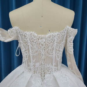 Costumes de mariage parfaits pour les femmes robe de bal robe de mariée en organza Scoop dentelle Vestido De Noiva Lssm030 - Product Image 6