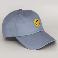 Gorra de Béisbol de Algodón Lavado Azul Claro con Parche Estampado Amarillo de la Marca VTL, Modelo VTL-27197, Primavera/Verano, Casual