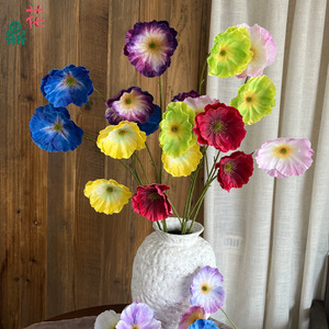 Fleurs de pavot artificielles en soie, couleurs mélangées, faites à la main, décorations de mariage pour toile de fond de cérémonie, allée d'hôtel - Product Image 1