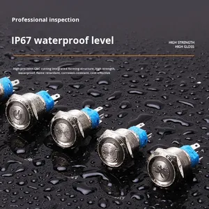19mm kim loại đẩy nút chuyển đổi 3A IP67 250V LED tự khóa tự đặt lại không thấm nước Tròn Nút nguồn cho xe ô tô mới - Product Image 2
