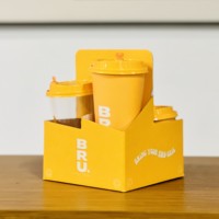 Plateau porte-boissons en pulpe ondulée 4 tasses pour café, vin et boissons à emporter - Compostable pour cafés, événements et livraison