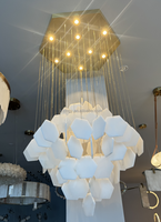 JYLIGHTING Candelabro de Alabastro de Cobre Nórdico, Lámpara Colgante de Techo de Mármol, Escalera, Alta Personalización