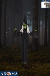 Décoration d'<span class=keywords><strong>Halloween</strong></span> : Sorcière suspendue de 120 cm, visage vert, tête et corps séparés, avec son et mouvement, pour bar et fête - Product Image 2