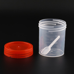 ถ้วยตัวอย่างพลาสติก Tamayasu ขนาด 50 มล. พร้อมช้อนสำหรับใช้ทางการแพทย์ - Product Image 2