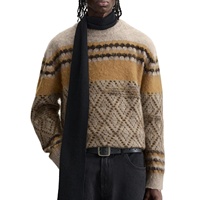 Pull d'hiver personnalisé en mohair brossé jacquard, anti-boulochage, vente en gros, tricoté effet vieilli, faible MOQ, usine OEM ODM