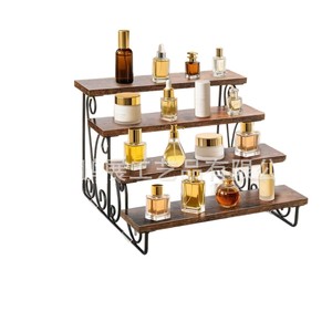 Wooden <b>Storage</b> <b>Rack</b> Iron Wood Combination 3 Tier Wall Mounted Desktop Organizer Multi Purpose Home Office Use - Product Image 3