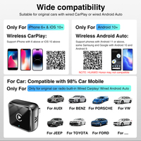 Grandnavi 4 en 1, Dongle Inalámbrico CarPlay, Android Auto, Airplay, Mirrorlink, BT, Reproductor de Música, Control por Voz Siri, Google Maps