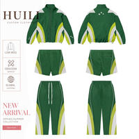 Ensemble pantalon large et coupe-vent vert à blocs de couleur personnalisés, séchage rapide, collection automne 2026 Huili pour hommes - Fournisseur ODM OEM