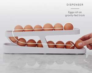 Porte-œufs à roulettes en plastique PP à 2 niveaux Distributeur d'œufs pour réfrigérateur peu encombrant pour l'organisation du garde-manger de la cuisine Plateau de stockage d'œufs - Product Image 2