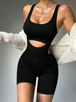Combinaison de yoga sans couture pour femme, tricotée, à bretelles larges, taille haute, dos nu, col carré, en Spandex/Nylon, extensible dans les quatre sens