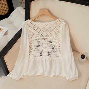 Blusa Sexy de Manga Larga con Bordado de Mariposas y Diseño Bohemio de Ganchillo Calado <span class=keywords><strong>en</strong></span> Chifón <span class=keywords><strong>para</strong></span> Mujer, Nueva Colección 2026 - Product Image 3